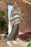 Made in Italy Big Softie Stripe Shortie Knit Soft Khaki